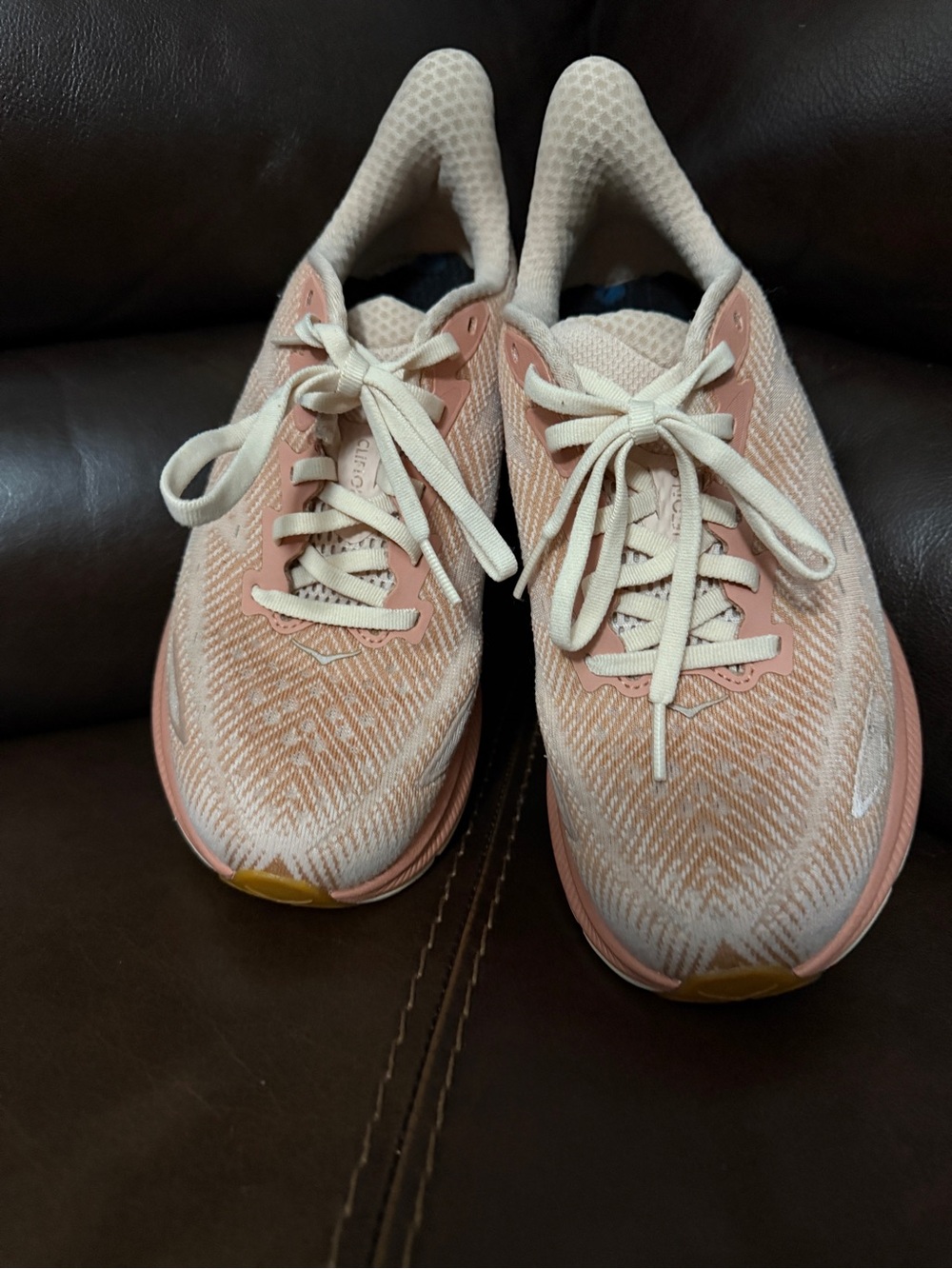 Hoka One One Women’s Sneakers in Blush/light orange and Cream
